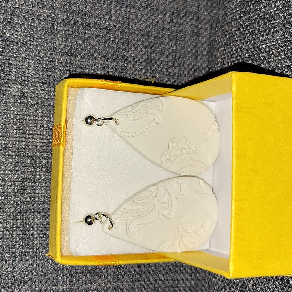 White Teardrop Shaped Earrings